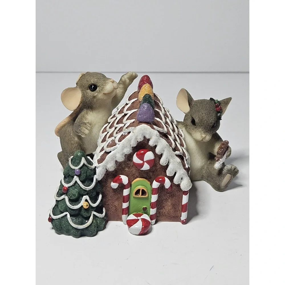 Fitz Floyd Charming Tails Home Sweet Home Mice Gingerbread House Figurine 98/290